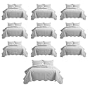 Imperial Rooms Twin Quilt Silver Floral 10 Pack for Hotel Guest Bedroom