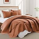 California King Quilt Set Bedspread Bedding Leaf Rust 118x106