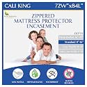 California King Size Mattress Protector Bed Bug Waterproof Zippered Cover - Hypoallergenic Premium Quality Encasement Protects Against Liquids, Dust - Breathable, Noiseless Fabric