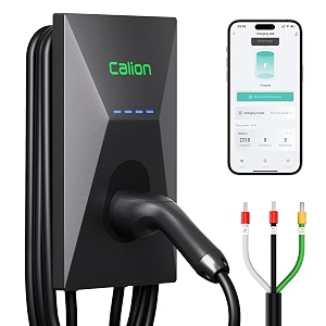 calion 75kw smart ev charger for electric cars wifi bluetooth amp app control 240v-260v 32a single phase type 2 5m tpu cable ip65  fast charging station with 5-year warranty amp carry bag