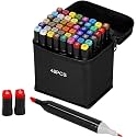 CALIST Dual Tip Colorful Art Markers Sketch Pens 48 Colors With Carrying Case For Painting Sketching Calligraphy Drawing -Twin Head Permanent Colouring Marker Pens For Kids Adult, Multicolor