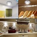CALIST Plastic 3- LED Push Touch Lamp Mini Round Emergency Light with Stick Tape for Home, Car (Silver)(Pack of 1)