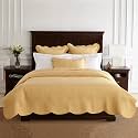 Calla Angel Sage Garden Luxury Pure Cotton Quilt, Queen, Gold Yellow
