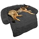 Calming Dog Bed Fluffy Plush Dog Mat for Furniture Protector with Removable Washable Cover for Large Medium Small Dogs and Cats (Large(45x37x6), Dark Grey)
