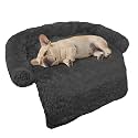 Calming Dog Bed Fluffy Plush Dog Mat for Furniture Protector with Removable Washable Cover for Large Medium Small Dogs and Cats (Small(35x31x5), Dark Grey)