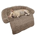 Calming Dog Bed Fluffy Plush Dog Mat for Furniture Protector with Removable Washable Cover for Large Medium Small Dogs and Cats (Small(35x31x5), Camel)