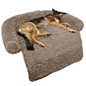 Calming Dog Bed Fluffy Plush Dog Mat for Furniture Protector with Removable Washable Cover for Large Medium Small Dogs and Cats (Large(45x37x6), Camel)