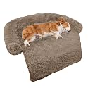 Calming Dog Bed Fluffy Plush Dog Mat for Furniture Protector with Removable Washable Cover for Large Medium Small Dogs and Cats (Medium(41x37x6), Camel)
