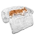 Calming Dog Bed Fluffy Plush Dog Mat for Furniture Protector with Removable Washable Cover for Large Medium Small Dogs and Cats (Medium, Light Grey)
