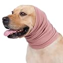 Meifsou Calming Hoodie for Dogs - Stretchy Dog Ear Cover, No Shake Anxiety Head Wrap Quiet Ears, Pet Snoods for Thunder, Lightning, Fireworks, Vet Visits, Grooming, Rabbit Plush Fabric, Pink M