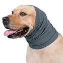 Meifsou Calming Hoodie for Dogs - Stretchy Dog Ear Cover, No Shake Anxiety Head Wrap Quiet Ears, Pet Snoods for Thunder, Lightning, Fireworks, Vet Visits, Grooming, Rabbit Plush Fabric, Light Blue L