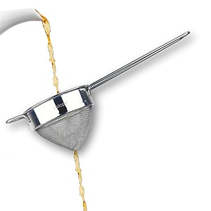 food grade stainless steel tea strainerchai chhalnicoffee sievetea filterjuice and oil channi with ss double mesh- cone shaped wire handle 8 cm regular