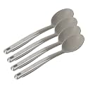 Calphalon Prime Kitchen Spoon with Silicone Head and Stainless Steel Handle, Heat-Resistant Nonstick-Safe_Spoon for Stirring, Mixing & Serving, Cooking Spoon (Pack of 4)