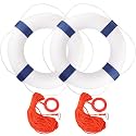 Calvana 20" Foam Life Preserver Ring with 98.4ft Floating Lifesaving Rope, Throwable Flotation Device, Pool Safety Float, for Buoy and Swimming Decoration, Boat Safety Equipment