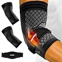 CAMBIVO 2 Elbow Sleeves and 1 Tennis Elbow Strap Set for Tendonitis Relief