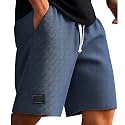 Cambkatl Loose Waffle Lounge Shorts for Men Elastic Waist Casual Summer Stretch Workout Running Shorts with Pockets