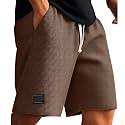 Cambkatl Loose Waffle Lounge Shorts for Men Elastic Waist Casual Summer Stretch Workout Running Shorts with Pockets