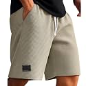 Cambkatl Loose Waffle Lounge Shorts for Men Elastic Waist Casual Summer Stretch Workout Running Shorts with Pockets