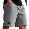 Cambkatl Loose Waffle Lounge Shorts for Men Elastic Waist Casual Summer Stretch Workout Running Shorts with Pockets