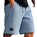 Cambkatl Loose Waffle Lounge Shorts for Men Elastic Waist Casual Summer Stretch Workout Running Shorts with Pockets