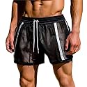 Cambkatl Men's Striped Fishnet Shorts Sexy Mesh Loose See Through Boxer Brief Lounge Underwear Trunks