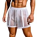 Cambkatl Men's Striped Fishnet Shorts Sexy Mesh Loose See Through Boxer Brief Lounge Underwear Trunks