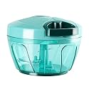 Cambom Mini Manual Food Processor Vegetable Chopper, Mixer, Blender For Garlic, Onion, Herbs With 3 Sharp Blades For Salsa, Salad, Pesto, Coleslaw (Blue)