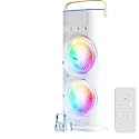 Cambom Portable Mini Air Cooler Double-Ended Spray Cooling With Mist Humidifier | Rechargeable USB with 5 Meter USB Cable Quite Mini with Remote Controller (White)
