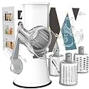 Cambom Rotary Cheese Grater Hand Crank Cheese Shredder, White
