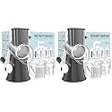 Cambom Rotary Cheese Grater Hand Crank Cheese Shredder for Fresh Cheese, Vegetable, Nuts,Non-slip Suction Base, Five Blades, Black (Pack of 2)