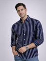 CAMBREEN Men Striped Casual White Shirt