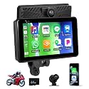 CAMECHO Motorcycle Carplay Screen with 2K Dash Cam/HD Rear Camera, Wireless CarPlay Android Auto for Motobike 5" Waterproof Touchscreen, Dual Bluetooth, EQ, WiFi Video, Voice Control, 64G Card