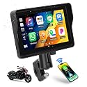 CAMECHO Motorcycle CarPlay Screen, 5" Waterproof Portable Wireless CarPlay Android Auto for Motorbike, Touch Screen Car Stereo Support Dual Bluetooth, Mirror Link, EQ, Siri Voice Control