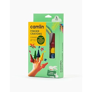 camlin camel finger grip crayons - 10 shades with stencils multi-coloured multi