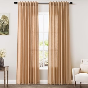 Camel Linen Curtains 84 Inches Long for