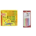 Camel Oil Pastel With Reusable Plastic Box - 50 Shades & Camlin Champ Round Brush Set - Pack Of 7 (Multicolor)