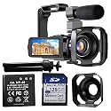 Camera 4K Video Camcorder 56Mp Digital Recorder Microphone 128G Card Handheld Stabilizer Lens Hood Tripod 18X Zoom Ir Night Vision 3 Touch Screen 2 Batteries