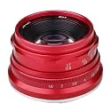 Camera Lens, 35mm F1.6 V APS-C Prime Lens,Compatible for Sony E A6600 6500 Fuji XF Canon EOS-M M50 Panasonic/Olympus Micro 4/3,in Parts(Red,M4/3)