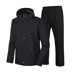 camison men39s raincoat waterproof for bike reversible double layer with hood polyester standard length raincoat set of top and bottom packed in a storage bag luxorae black m