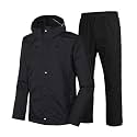 CAMISON Men's Raincoat Waterproof for Bike Reversible Double Layer with Hood Polyester Standard Length Raincoat Set of Top and Bottom Packed in a Storage Bag (Luxorae Black, M)