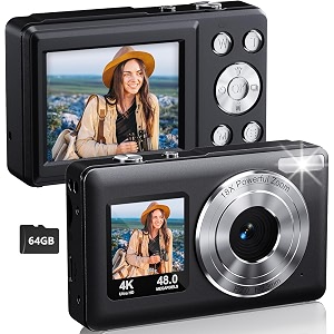 camkory digital camera for kids 1080p fhd kids camera with 32gb sd card 44mp point and shoot digital camera with 16x zoom compact small vintage camera gifts space black