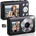 CAMKORY Digital Camera for Kids, 1080P FHD Kids Camera with 32GB SD Card, 44MP Point and Shoot Digital Camera with 16X Zoom, Compact Small Vintage Camera Gifts, Space Black