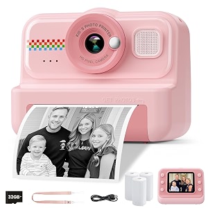 camkory kids camera instant print 1080p hd instant print camera for kids with 3 rolls print paper amp 32gb card selfie digital camera for kid ideal kid toys gifts for boys amp girls age 3-14 lime pin
