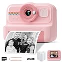 CAMKORY Kids Camera Instant Print, 1080P HD Instant Print Camera for Kids with 3 Rolls Print Paper &amp; 32GB Card, Selfie Digital Camera for Kid, Ideal Kid Toys Gifts for Boys &amp; Girls Age 3-14 (LIME PIN)