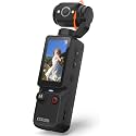 CAMKORY Vlogging Camera with 180° Rotating Lens, Pocket Body Camera with Audio & Video Recording,7-Hour Battery, Handheld POV Cameras with 32GB Card, Easy One-Button Recording for Travel (Ash Black)