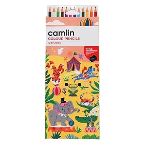 camlin colour pencils  12 multicolor shades 1 set of 12  triangular grip soft break-resistant leads bright vibrant colours for kids amp artists