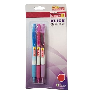 camlin klick pen pencil - 07mm pack of 3 ink black