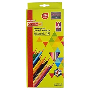camlin premium triangular colour pencils  12 multicolor shades  triangular grip soft break-resistant leads bright vibrant colours for kids amp artists