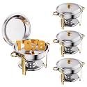 CAMMOO Gold 6QT Chafing Dishes, 4 Pack 18/8 Stainless Steel