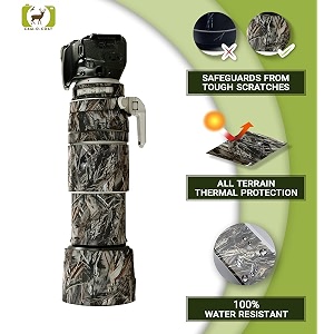 camocoat lens cover for af-s nikkor 500mm f4 ed vr  water resistant amp all terrain protection  dark forest green